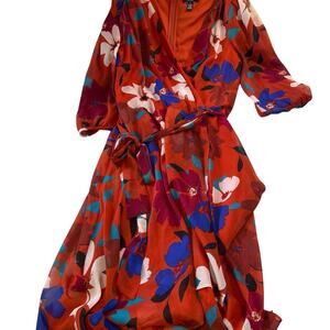 Dress chaps floral red cream blue size 16